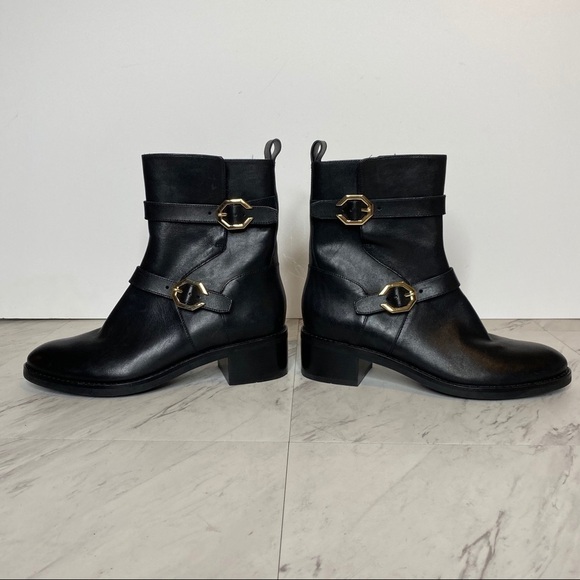 Cole Haan Leela Buckle Black Leather Moto Boot 6 1/2 - Picture 6 of 14